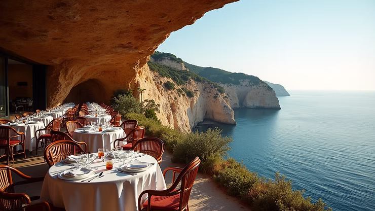 cliffside dining with stunning views of the ocean for couples