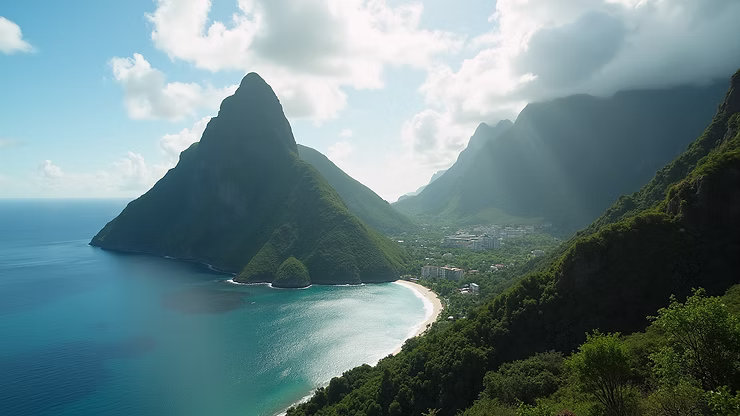 The iconic Pitons view from an infinity pool