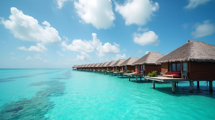 A tropical private beach hut with stunning sunset