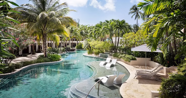 A winding pool in Sandals Grande St. Lucian